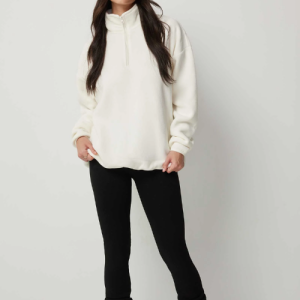 Jerel Oversized Zip Sweatshirt in Color White